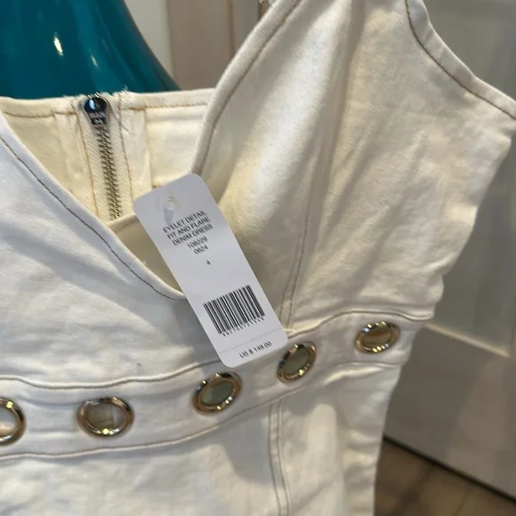 Women’s dress Bebe brand new with tag size 4 white denium. - Picture 3 of 4